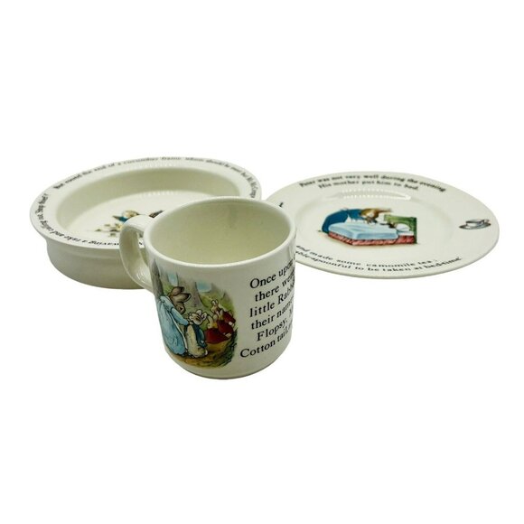 Wedgwood Peter Rabbit 3 Piece Nursery Set Plate Mug Oatmeal Bowl England Ceramic - Picture 3 of 16